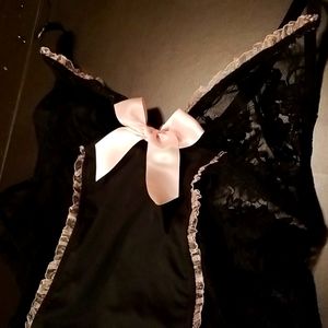 Pure Romance Black with Pink Bows Lingerie